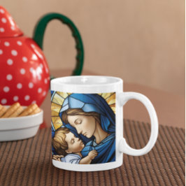 Caneca De Café Mãe Mary com Jesus Bebê versão 15