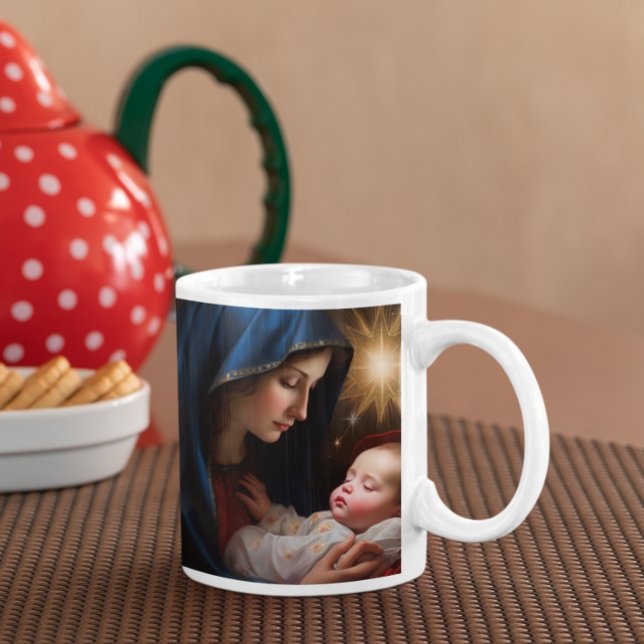 Caneca De Café Mãe Mary com Jesus Bebê versão 28 (Mother Mary with Baby Jesus version 28 Coffee Mug
)