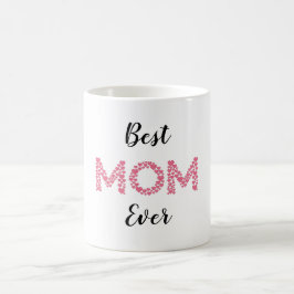 Caneca De Café Mãe | Melhor Mãe de Corações Rosa Personalizados