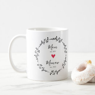 Caneca De Café Mãe   Memaw Ano de Est. Coração