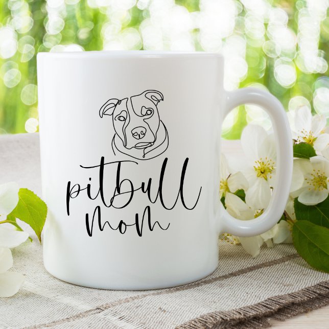 Caneca De Café Mãe Minimalista de Pitbull (Criador carregado)