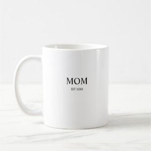 Caneca De Café Mãe Minimalista Personalizada Ano de Estabelecimen