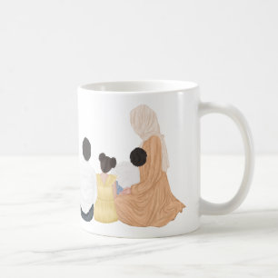 Caneca De Café Mãe muçulmana com 2 filhos e 1 filha Personalizada