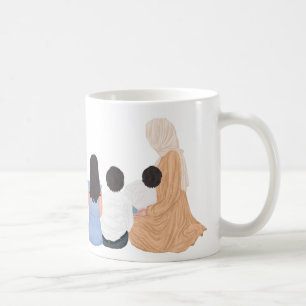 Caneca De Café Mãe muçulmana com 2 filhos e 1 filha Personalizada