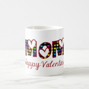 Caneca De Café Mãe Namorados Feliz Tipografia de Corações Bonitos