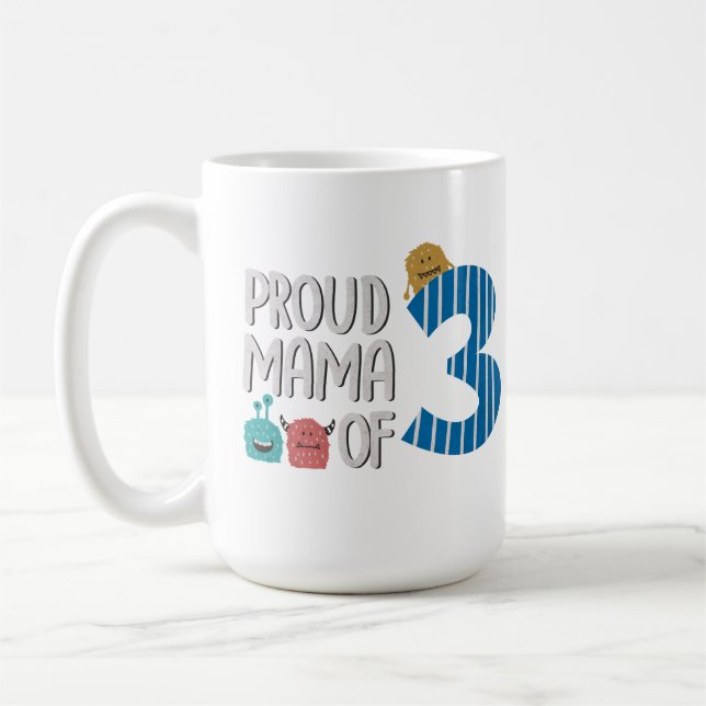 Caneca De Café Mãe Orgulhosa de Três (Esquerda)