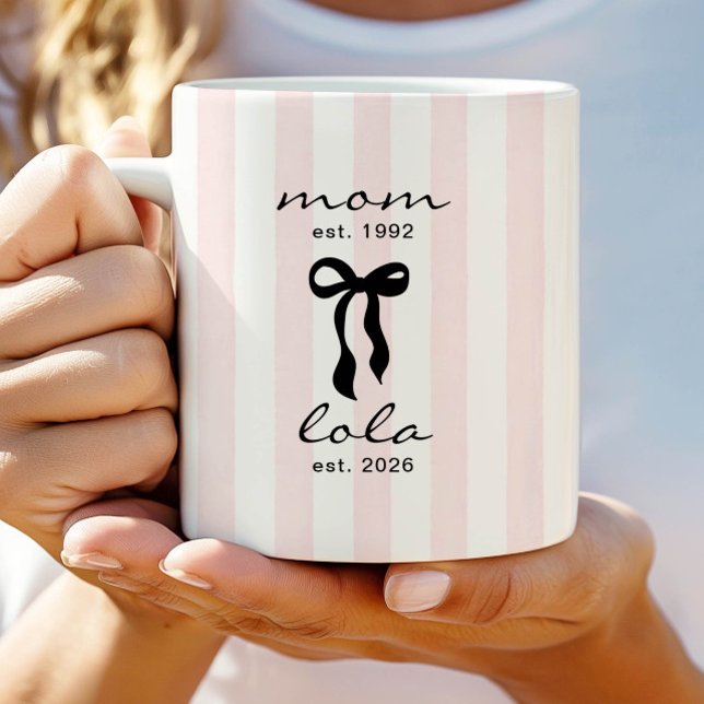 Caneca De Café Mãe para Lola Mug Laço Rosa Listras (Criador carregado)