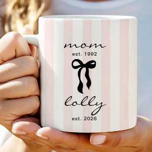 Caneca De Café Mãe para Lolly Mug Laço Rosa Listras
