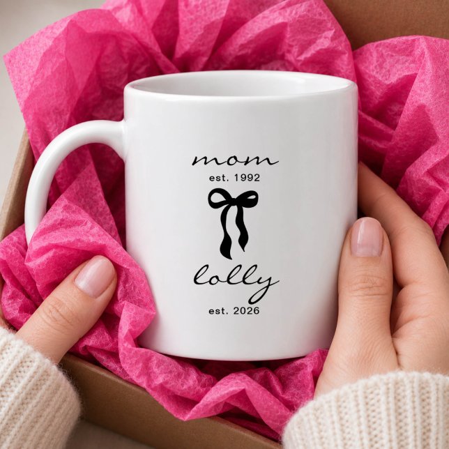 Caneca De Café Mãe para Lolly Mug Laço Rosa Listras (Criador carregado)