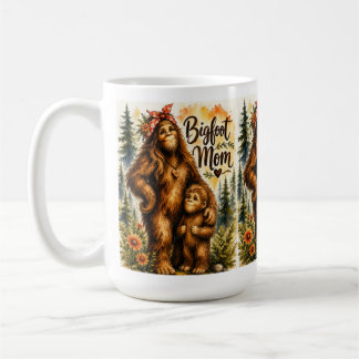Caneca De Café Mãe Pé Grande Aquarela Floresta Sasquatch Mamãe