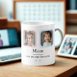 Caneca De Café Mãe Personalizada com 2 Crianças Fotografias Você<br><div class="desc">Dê a mamãe uma hetero de presente do coração com esta doce caneca personalizada. Apresentando duas fotos infantis enquadradas em tons macios e pastel e a mensagem amorosa, "Mãe - Você é nossa favorita", esta caneca é o perfeito guardião para a alegria cotidiana. Ideal para Dia de as mães, aniversários,...</div>