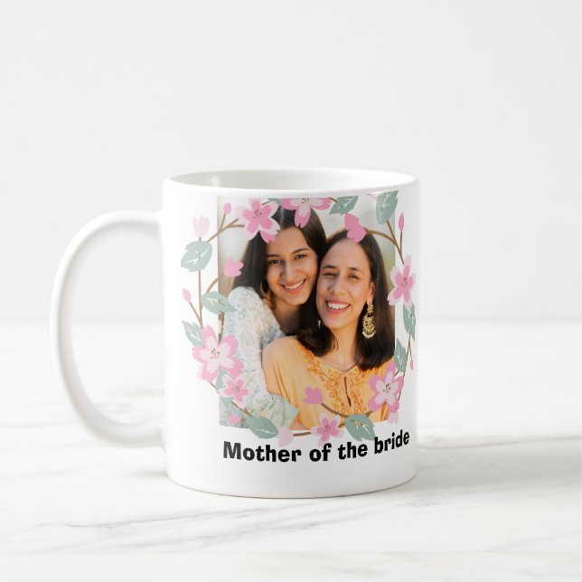 Caneca De Café Mãe personalizada da noiva de fotografia floral (Esquerda)