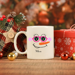 Caneca De Café Mãe personalizada de boneco de neve com óculos ros