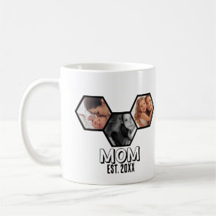 Caneca De Café Mãe Preto e Branco Estabelecida Hexágono 3 fotos