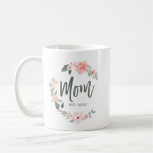 Caneca De Café Mãe Tipografia Rosa Watercolor Wreath Dia de as mã