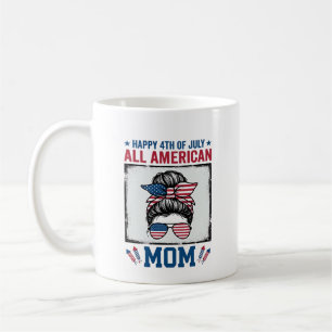 Caneca De Café Mãe totalmente americana, design de camiseta vinta