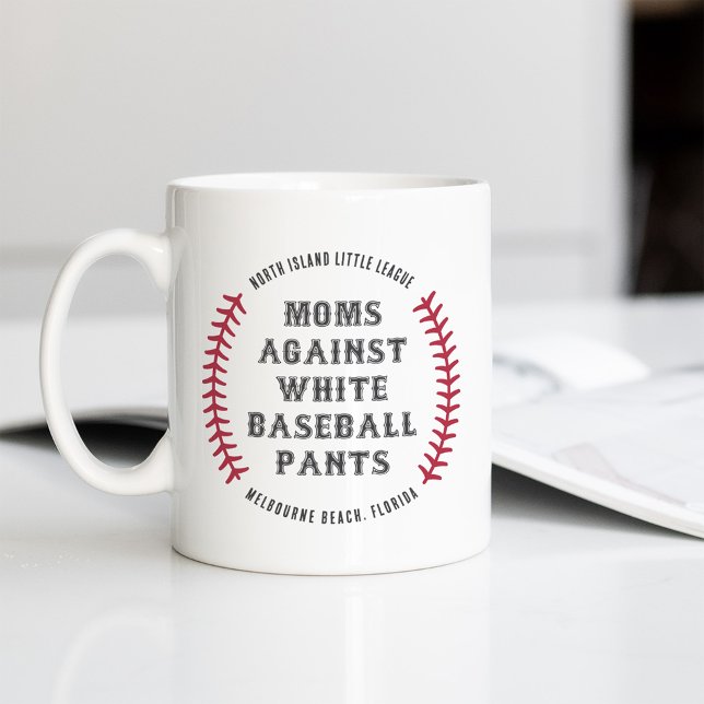 Caneca De Café "Mães Contra Calças Brancas De Baseball" Personali (Criador carregado)