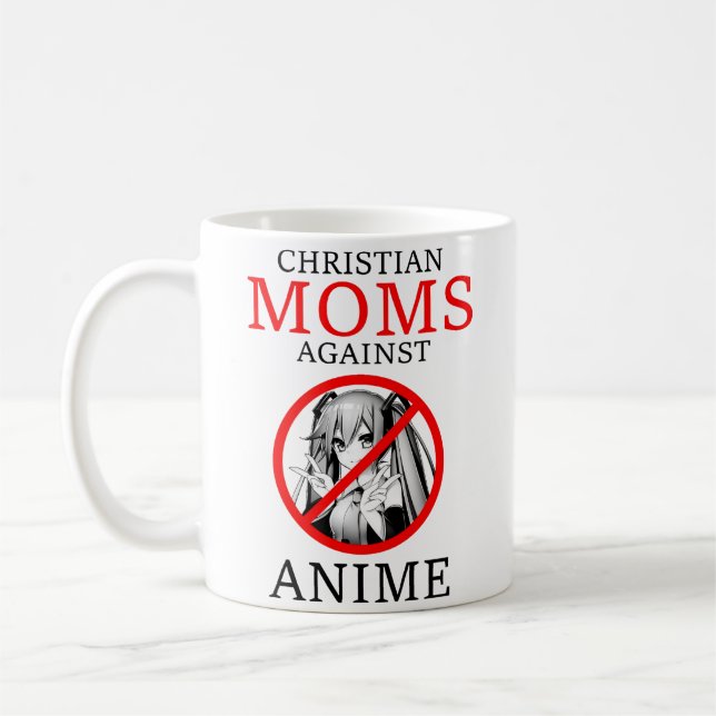 Caneca De Café Mães Cristãs Contra Anime Engraçado Meme (Esquerda)