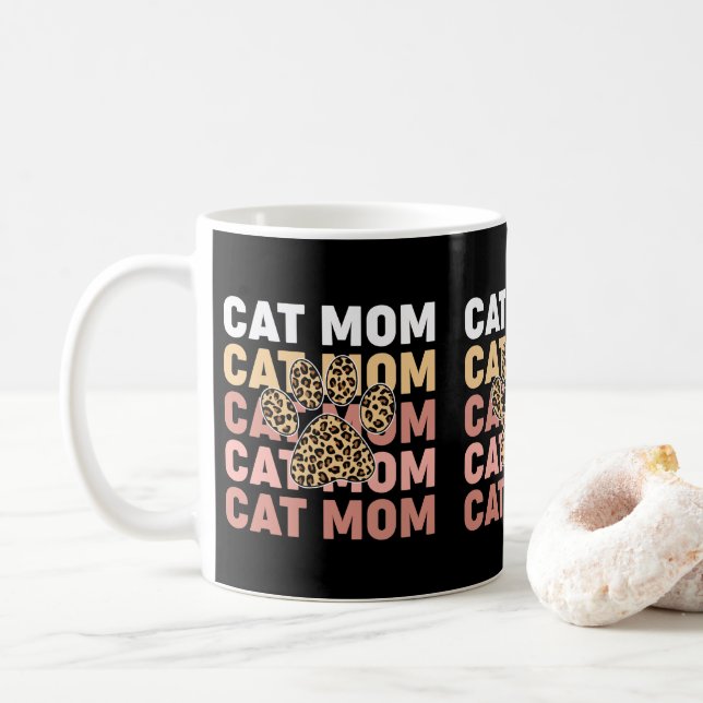 Caneca De Café Mães de Gato de Gato de Gato de Leopardo Adoráveis (Com Donut)