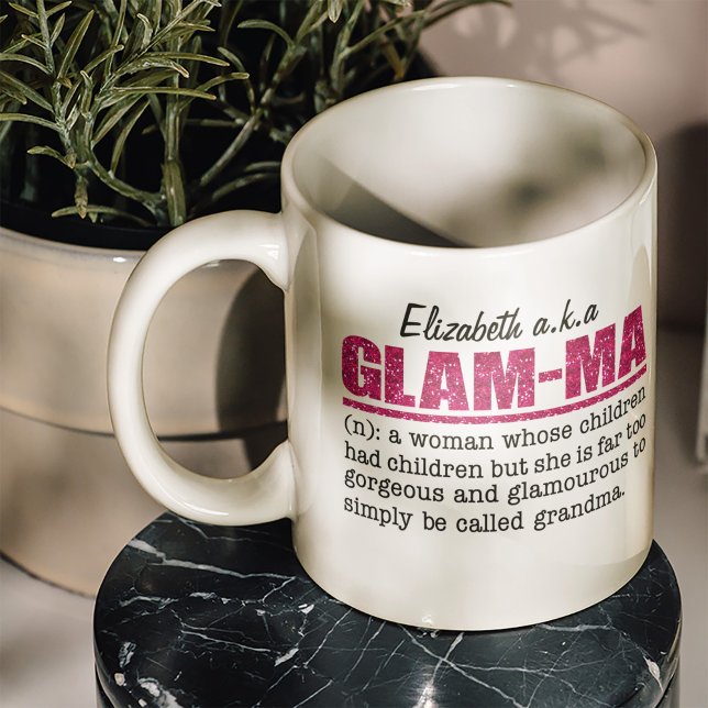 Caneca De Café Mães de vidro rosa - Vovó (Show your inner diva and forever glam attitude with this faux glitter hot pink Glam-Ma mug.)