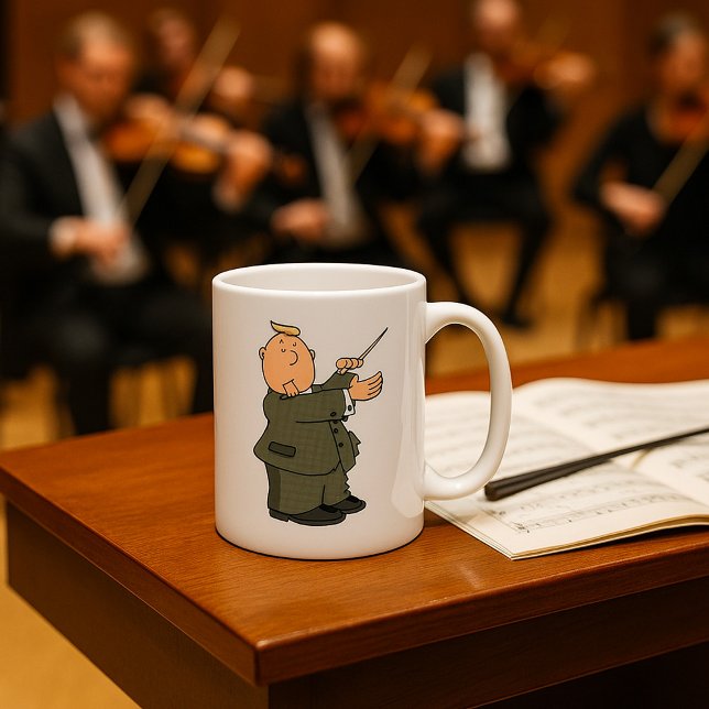 Caneca De Café Maestro de Música de Desenho Animado com Baton (Criador carregado)