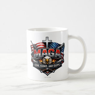 Caneca De Café MAGA: Deus, Armas e Coragem.