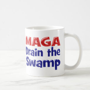 Caneca De Café MAGA drena o pântano vermelho azul