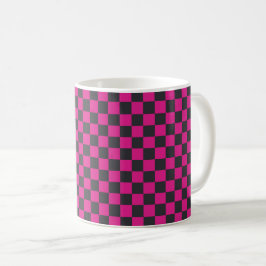 Caneca De Café Magenta and smoke checkerboard pattern