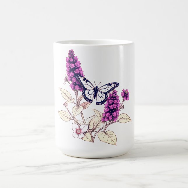 Caneca De Café Magenta Bush de Borboleta (Centro)