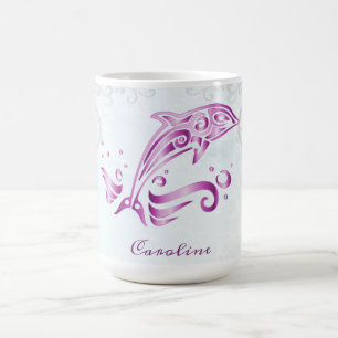 Caneca De Café Magenta Dolphin Personalizado Coffee Mug