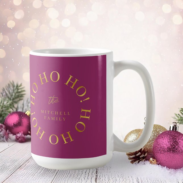Caneca De Café Magenta Dourada Natal Ho Ho ID1009 (Criador carregado)