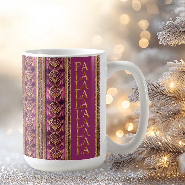 Caneca De Café Magenta Dourado Natal Fa La Pattern#27 ID1009 (Criador carregado)