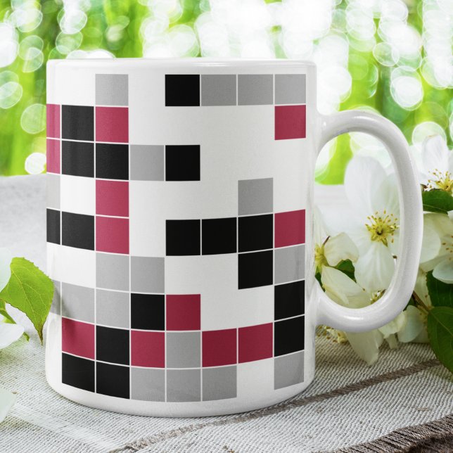 Caneca De Café Magenta Moderno Preto Cinza Geométrico (Criador carregado)