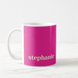 Caneca De Café Magenta Personalizada Mínima Simples, Rosa Quente