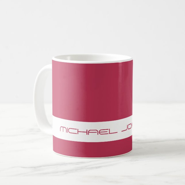 Caneca De Café Magenta vibrante de cor de tendência - Nome futurí (Frente Esquerda)