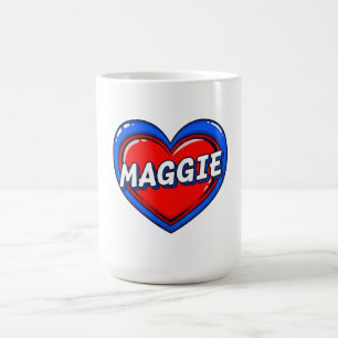 Caneca De Café Maggie Cômico Arte Pop Coração Nome