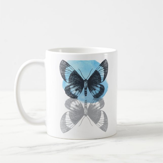 Caneca De Café Magia da borboleta azul. (Esquerda)