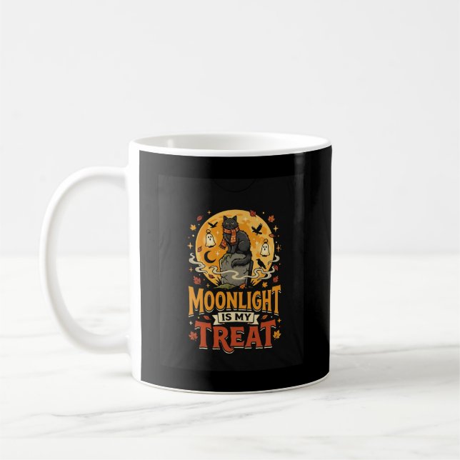 Caneca De Café Magia da Lua do Gato Preto de Halloween (Esquerda)