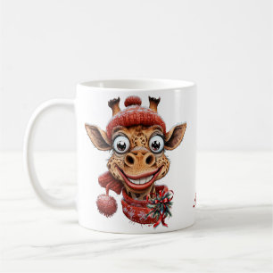Caneca De Café Magia de inverno com uma girafa de desenho animado