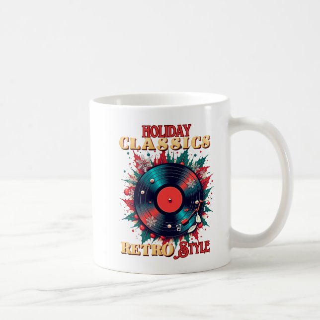 Caneca De Café Magia de Vinilo Feriado Retro (Direita)