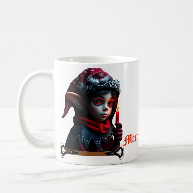 Caneca De Café Magia do elfo gótico debaixo da lua de cheio. (Esquerda)