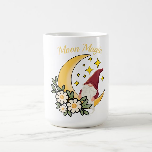 Caneca De Café Magia Lunar Gnomo Fofo na Lua Crescente Floral  (Centro)