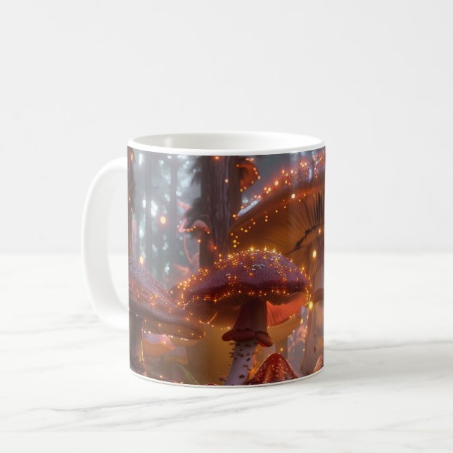 Caneca De Café Magia Mushroom Fairy Forest Arte Digital (Frente Esquerda)