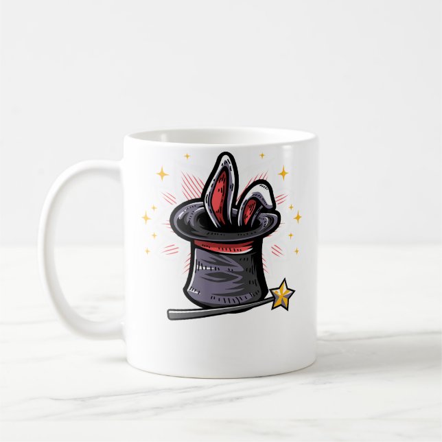 Caneca De Café Magic Magician Hat Rabbit In A Hat Magic Wand (Esquerda)