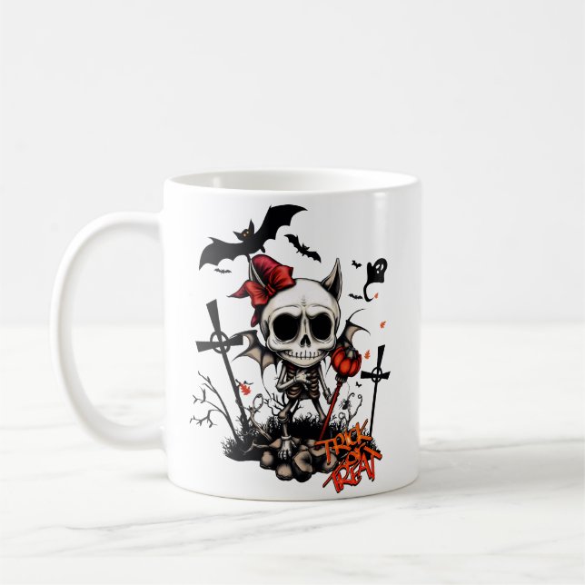 Caneca De Café Mágica de abóbora e diversão óssea. (Esquerda)