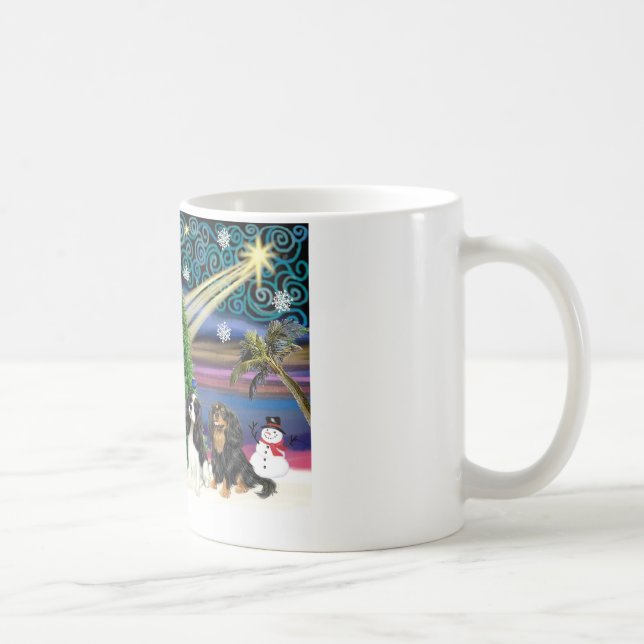 Caneca De Café Mágica de Natal / Cavalier King Charles (quatro) (Direita)