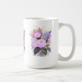 Caneca De Café Magical Floral Bouquet in Golden Frame