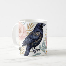 Caneca De Café Magical Raven e Floral Elegance