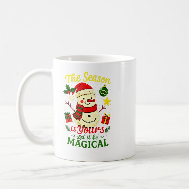 Caneca De Café Magical Snowman Natal Clássico Ambiente de Inverno (Esquerda)