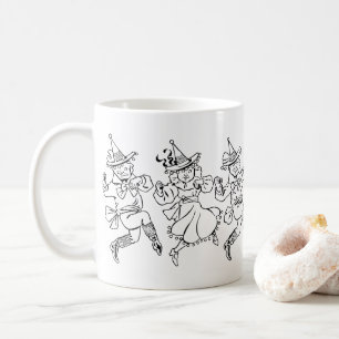Caneca De Café Mágico de Oz Vintage, Munchkins Dançantes Fofos!